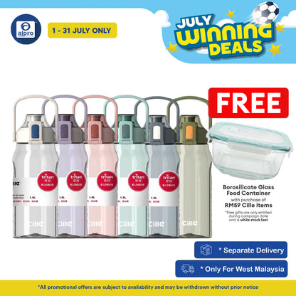 Cille Water Bottle Tritan BPA-Free Plastic with Handle 1.5L (XL-2219) | Heat-Resistant & Odour Free Cille