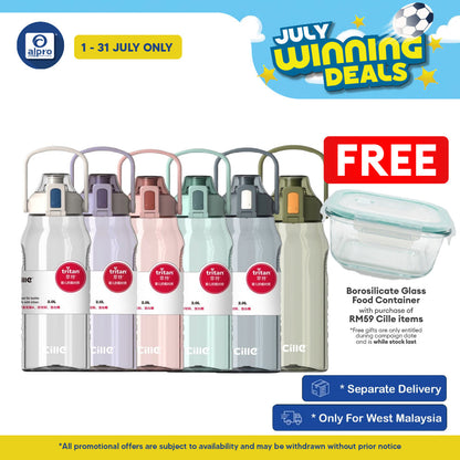Cille Water Bottle Tritan BPA-Free Plastic with Handle 2L (XL-2220) | Heat-Resistant & Odour Free Cille