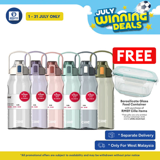 Cille Water Bottle Tritan BPA-Free Plastic with Handle 2L (XL-2220) | Heat-Resistant & Odour Free Cille