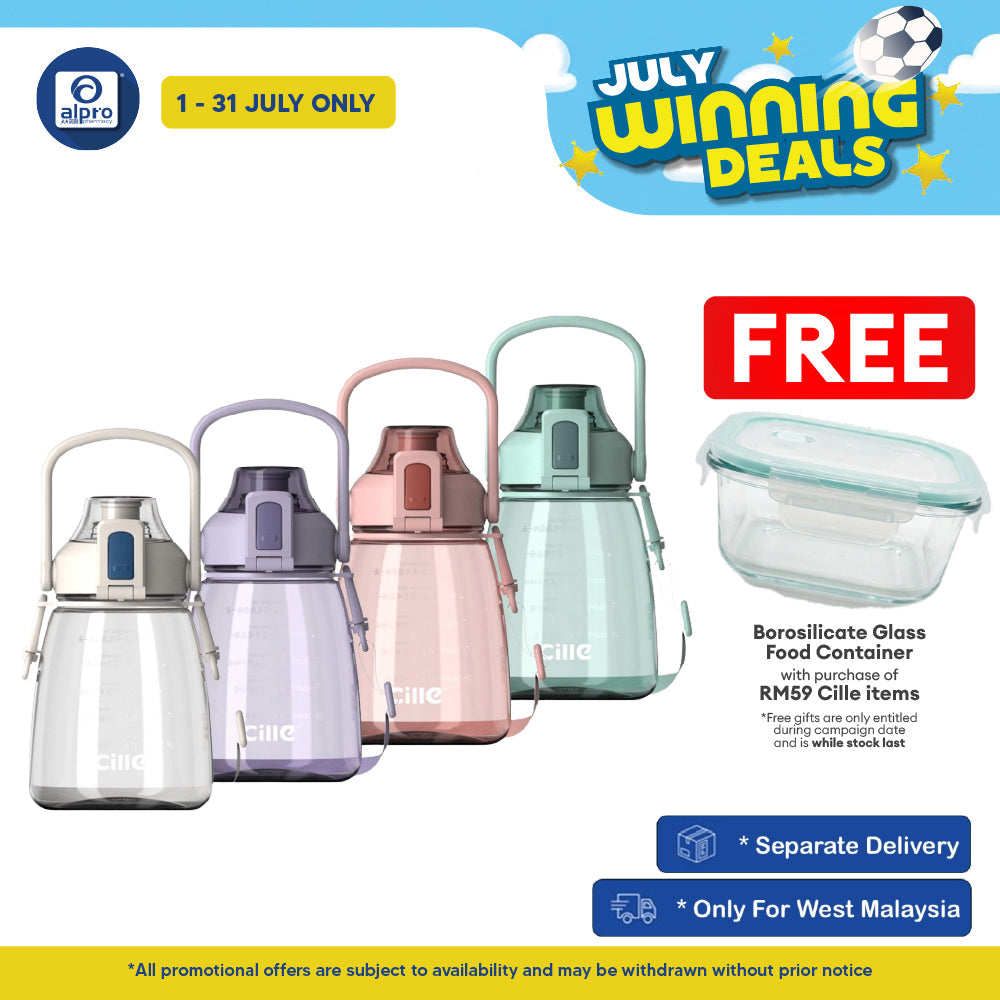 Cille Tritan Water Bottle Tritan BPA-Free Plastic Water Bottle 1.2L (XL-2218) | Big Handle & Wide Mouth Cap Cille