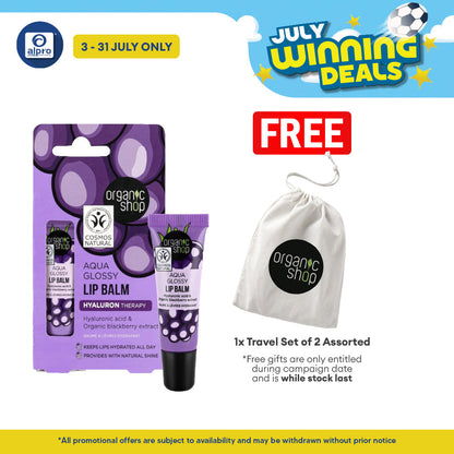 Organic Shop Aqua Glossy Lip Balm 10mL | Long-Lasting Hydration & Non-Sticky Texture Organic Shop