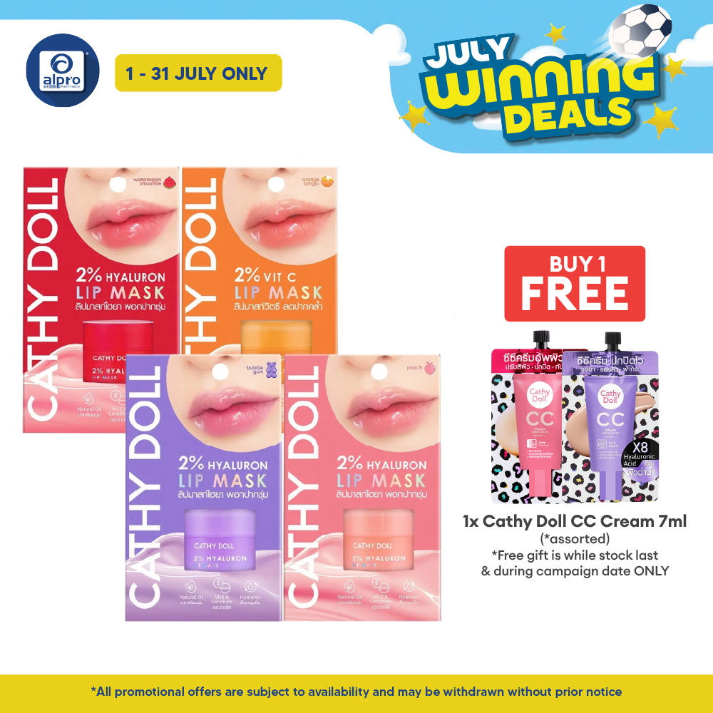 Cathy Doll 2% Hyaluron Lip Mask (Assorted Colours) 4.5g | All Day Hydration & Plump Lips Cathy Doll