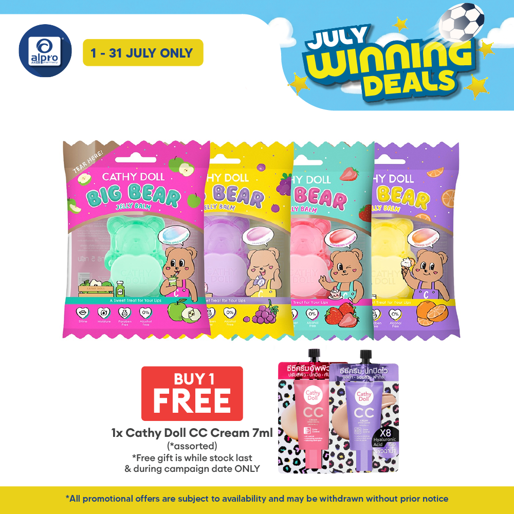 Cathy Doll Big Bear Jelly Balm Soft Serve (Orange/ Strawberry/ Grape/ Green Apple) 5g | Refreshing Fruity Scent Cathy Doll