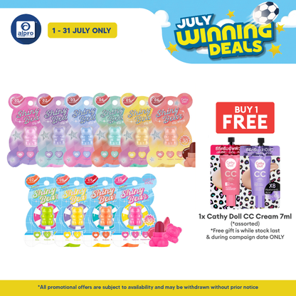 Cathy Doll Shiny Bear Lip Moist (Assorted Colours) 1.1g | Fresh & Lively Burst of Color Cathy Doll