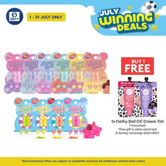 Cathy Doll Shiny Bear Lip Moist (Assorted Colours) 1.1g | Fresh & Lively Burst of Color Cathy Doll