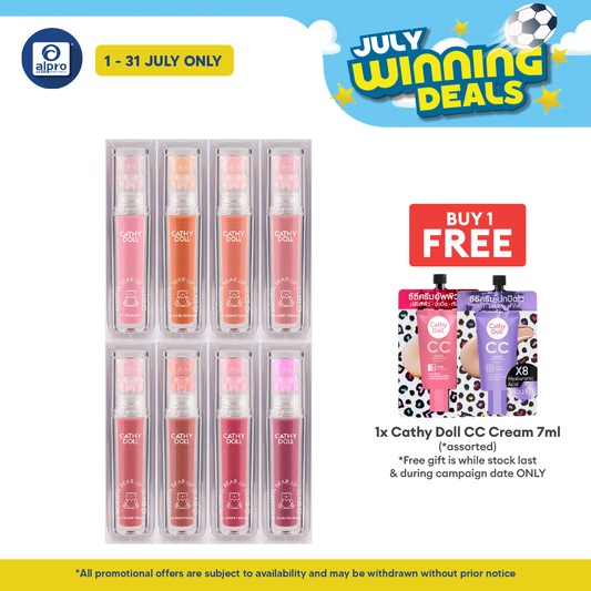 Cathy Doll Moistful Bear Lip Glaze 2.2g (Assorted Colours) | Lightweight & Non-Sticky Formula Cathy Doll