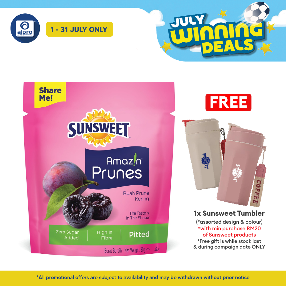 Sunsweet USA Pitted Prunes 80g | Rich in Fibre & Low Glycaemic Index Sunsweet