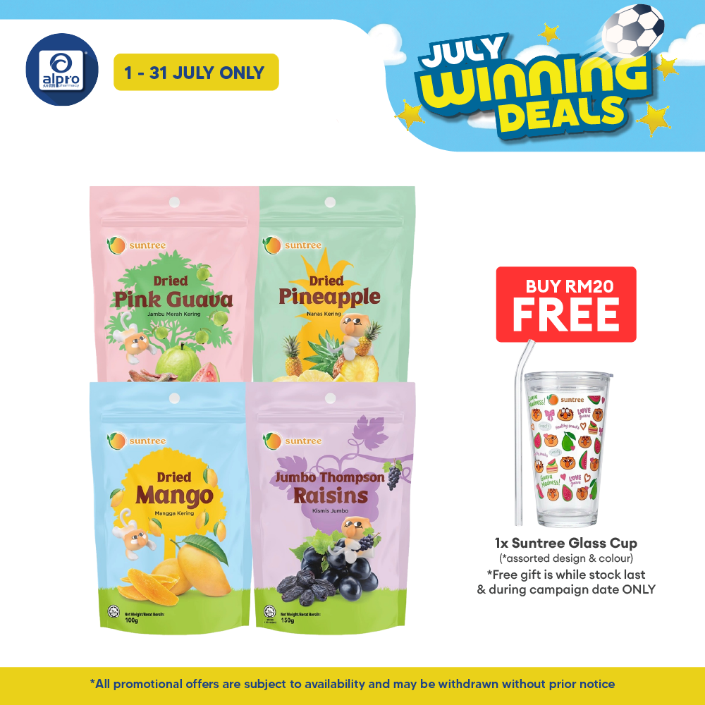 Suntree Dried Fruits (Mango/ Pink Guava/ Thompson Raisins/ Pineapple) 100g | Perfect Treat on Any Occasion Suntree