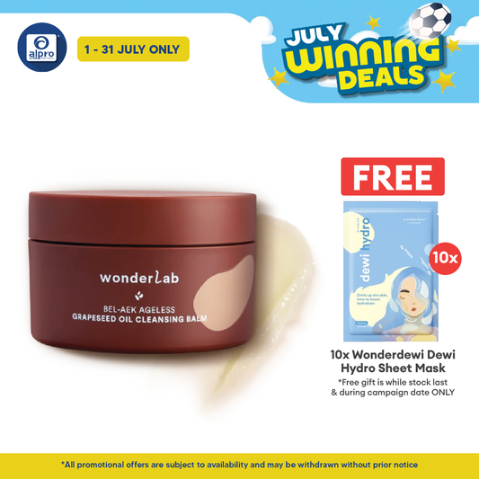 WonderLab BEL-AEK Ageless Grapeseed Oil Cleansing Balm 100mL | Low-Friction Quick Face Cleanser WONDERLAB
