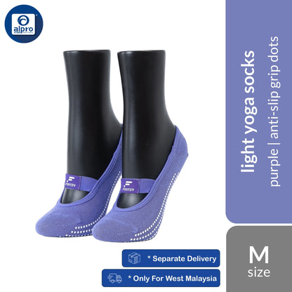 FOOTER Y90 (Purple/ Green) Anti-Bacterial Light Yoga Socks | Anti-Slip Grip Dots & Instep Band FOOTER