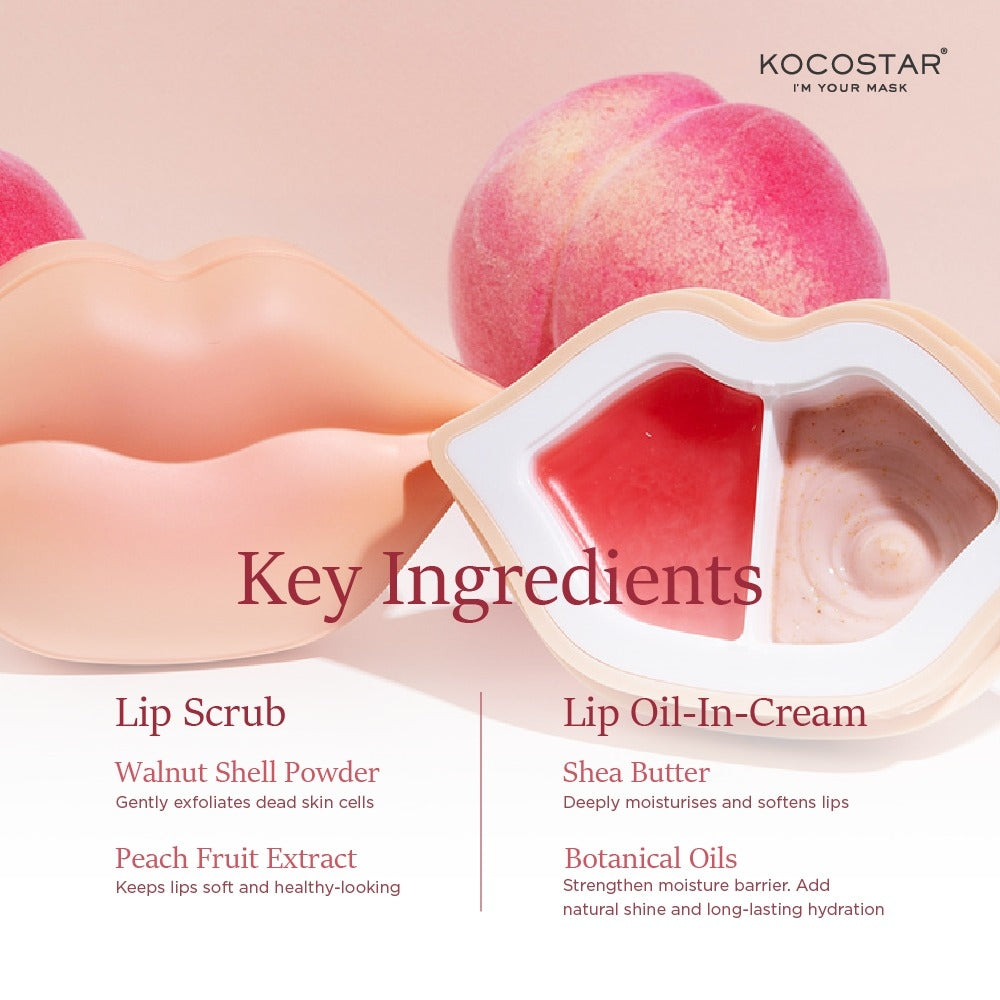 Kocostar Peach DuoDuo | Lip Scrub & Oil-In-Cream Kocostar
