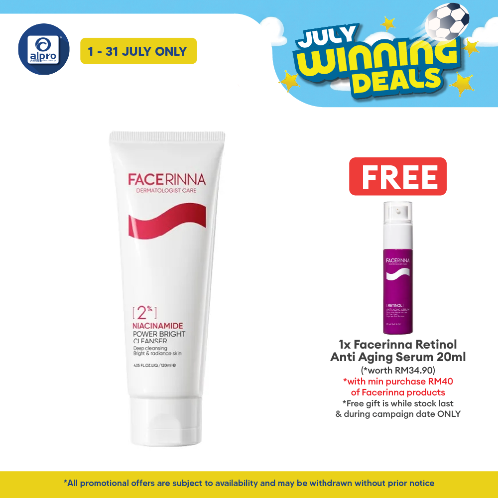 Facerinna 2% Niacinamide Power Bright Cleanser 120mL | Boosts Radiance & Evens Out Skin Facerinna