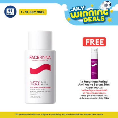 Facerinna Niacinamide Brightening Serum Sunscreen SPF 50 PA++++ | No White Cast Facerinna