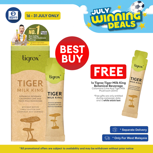 Tigrox Tiger Milk King Botanical Beverage Calamansi Lime & Tiger Milk Mushroom 20mL ×7s | Premium Botanical Beverage Tigrox