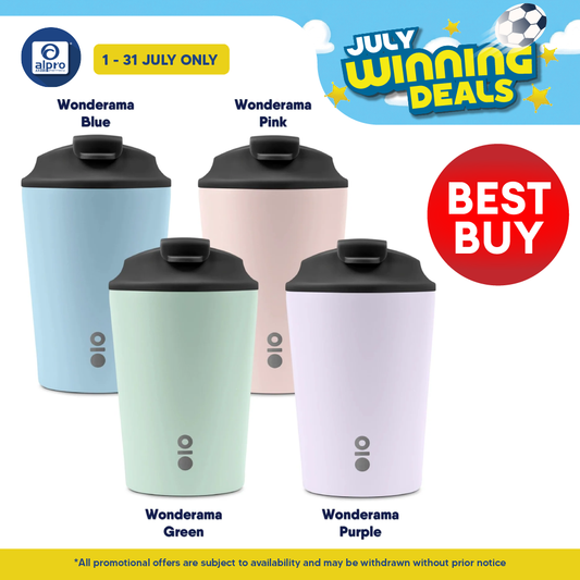 Montigo Sense Coffee Cup Regular Wonderama Collection (Blue / Green / Pink / Purple) 340mL | Dessert-Inspired Hues Montigo