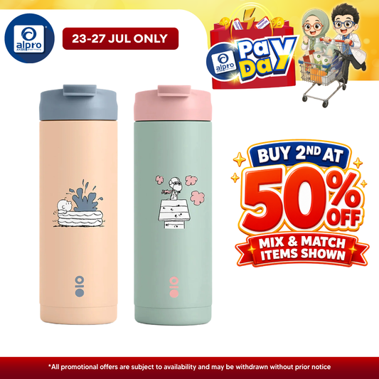 Montigo City Flask Peanuts Playbook Collection (Snoopy Shot Down / Snoopy Pool Drop) 530mL | Timeless Peanuts Moments Montigo