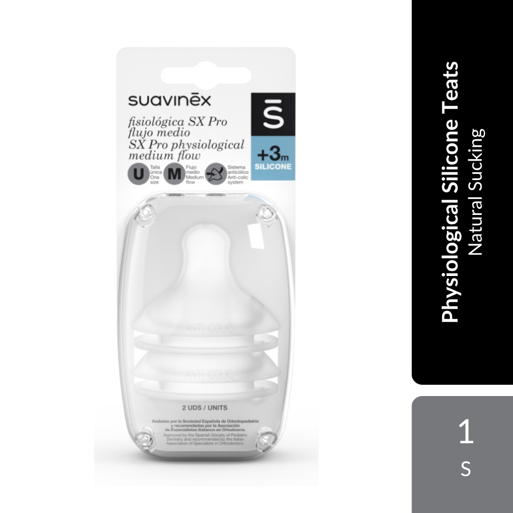 Suavinex SX Pro Physiological Silicone Teats for Baby Bottle 1s | Silicone Teat For Natural Sucking Suavinex