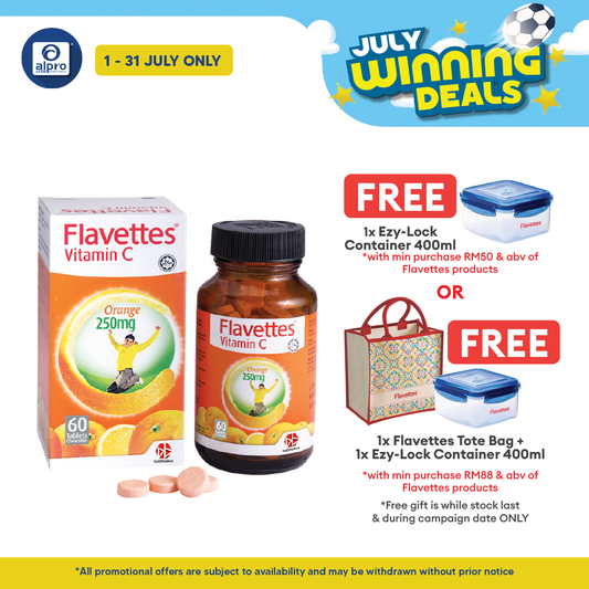 Flavettes Vitamin C 250mg Orange 60s | Immune System Health Flavettes