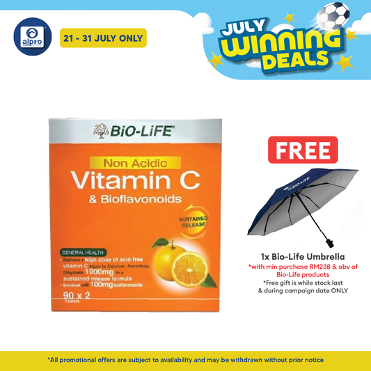Bio-life Non Acidic Vitamin C & Bioflavonoids 2x90s | Gentle On Stomach Bio-life