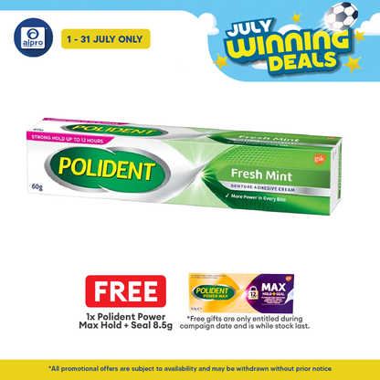 *Polident Fresh Mint Denture Adhesive Cream 60g | Denture Extra Hold Polident