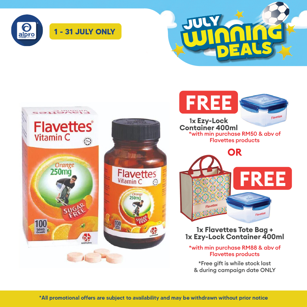 Flavettes Vitamin C 250mg Sugar free Orange 100s | Boosts Immune System Flavettes