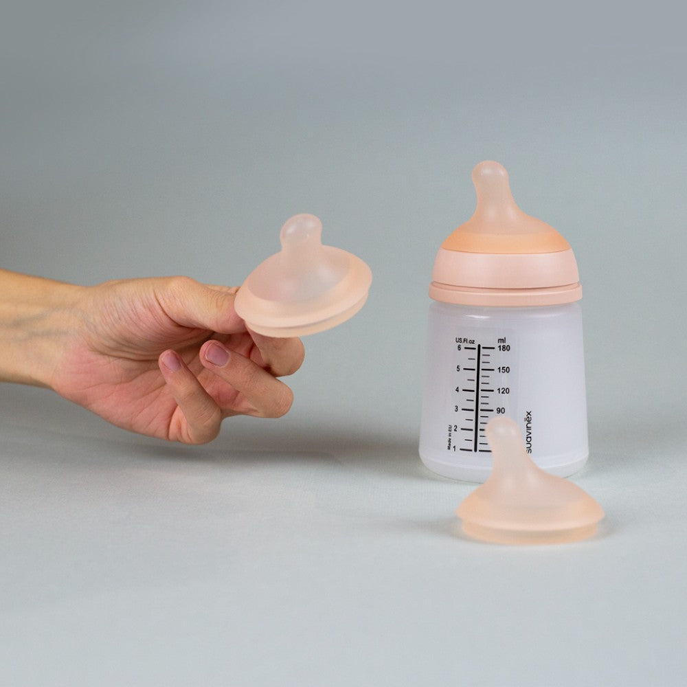 Suavinex Zero Zero Silicone Teat Medium Flow 3M+ 2s | Anti-Colic Replacement Teats With Medium Flow Suavinex