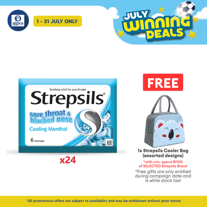 Strepsils Sore Throat &blocked Nose Cooling Menthol 24x6s Strepsils