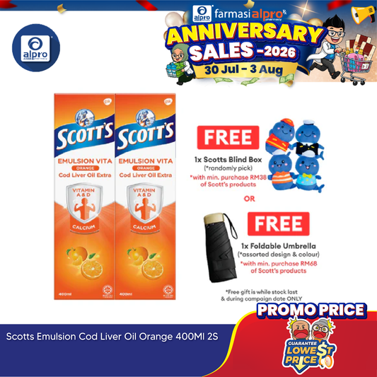 Scotts Emulsion Cod Liver Oil Orange 2x400ml | Boost Immune System Scotts