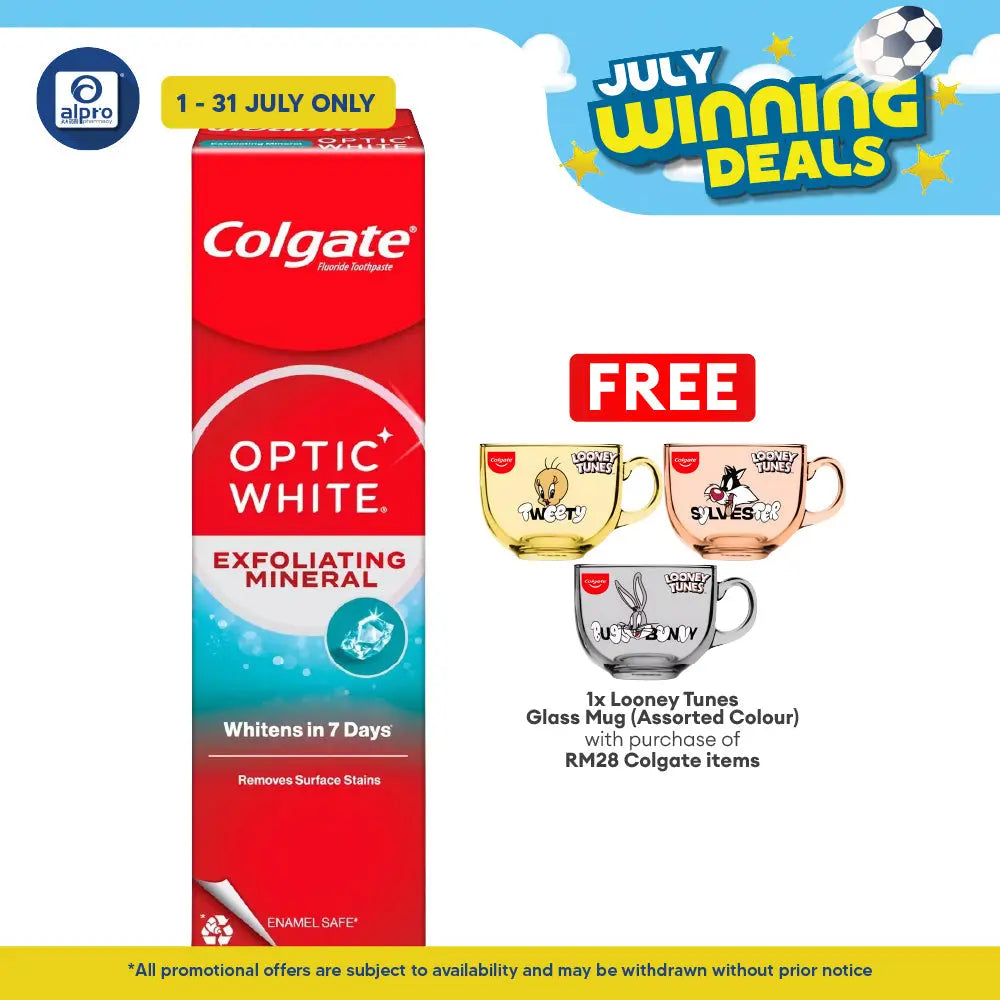 Colgate Optic White Mint Plus Mineral 100g | Cleans and Safely Whitens Teeth Surface Colgate