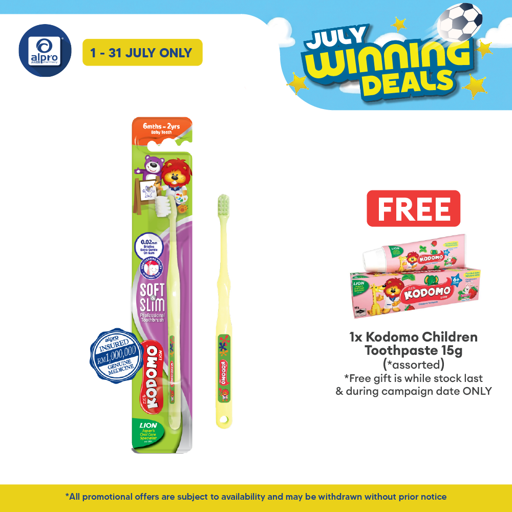 Kodomo Soft & Slim Toothbrush (Baby Teeth) | Suitable for Kids 6Months - 2Years Kodomo