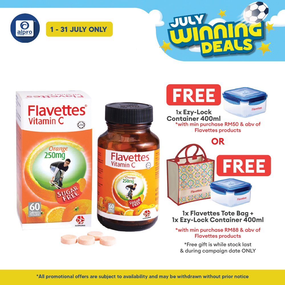 Flavettes Sugar Free Vitamin C 250mg (Orange) 60s | For Adult Flavettes