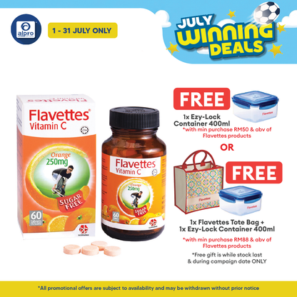 Flavettes Sugar Free Vitamin C 250mg (Orange) 60s | For Adult Flavettes