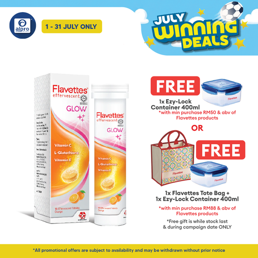 Flavettes Glow Effervescent Vitamin C 15s | Skin Brightening Flavettes