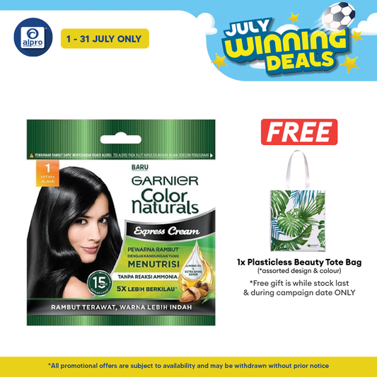 Garnier Colour Naturals Express Cream 1.0 Hitam Alami 20ml+20g Alpro Pharmacy