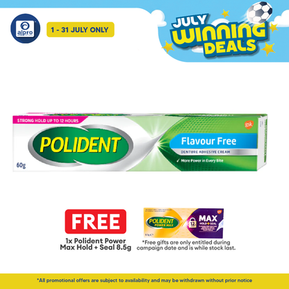 Polident Flavour Free Denture Adhesive Cream 60g | Holds the Denture Firmly Polident