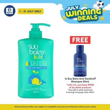 Suu Balm Kids Dual Soothing & Moisturising Head To Toe Wash 840ml Suu Balm