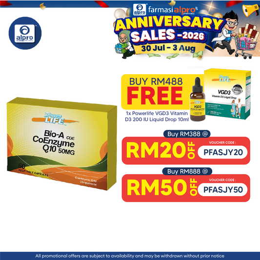 Powerlife Bio-A CDE Coenzyme Q10 50mg 60s Powerlife