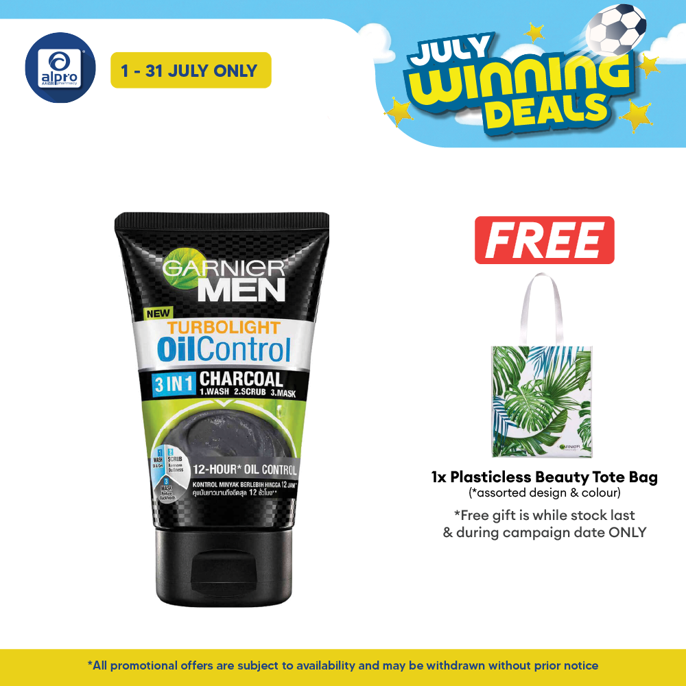 Garnier Men Turbolight Oil Control 3in1 Charcoal Foam 150g Alpro Pharmacy