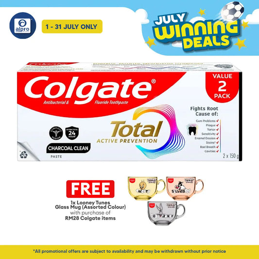 Colgate Total 12 Hour Protection Charcoal Deep Clean 150g 2s | Long Hour Protection Colgate