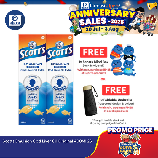 Scotts Emulsion Cod Liver Oil Original 2x400ml | Brain Health Scotts