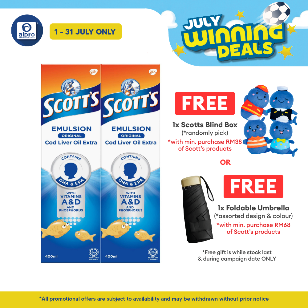 Scotts Emulsion Cod Liver Oil Original 2x400ml | Brain Health Scotts