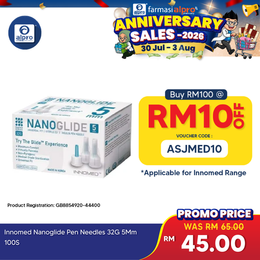 Innomed Nanoglide Pen Needles 32g 5mm 100s