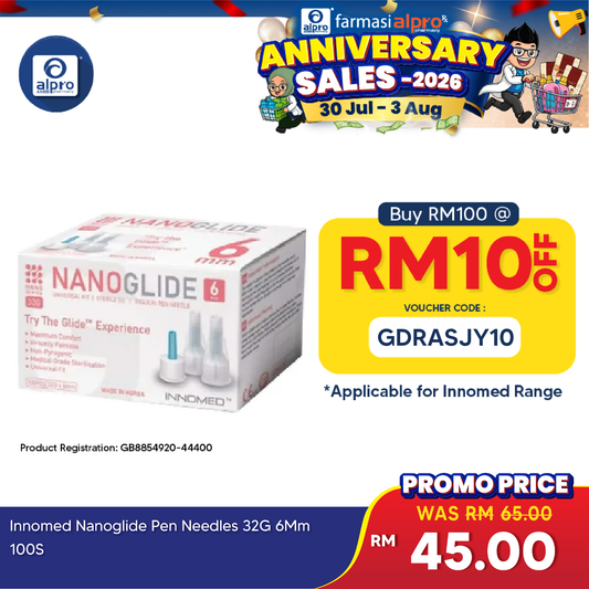 Innomed Nanoglide Pen Needles 32g 6mm 100s
