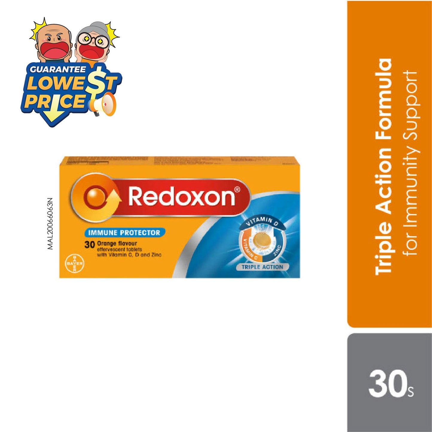 Redoxon Orange Triple Action Effervescent Vitamin C 30s | Suports Healthy Immune System Redoxon