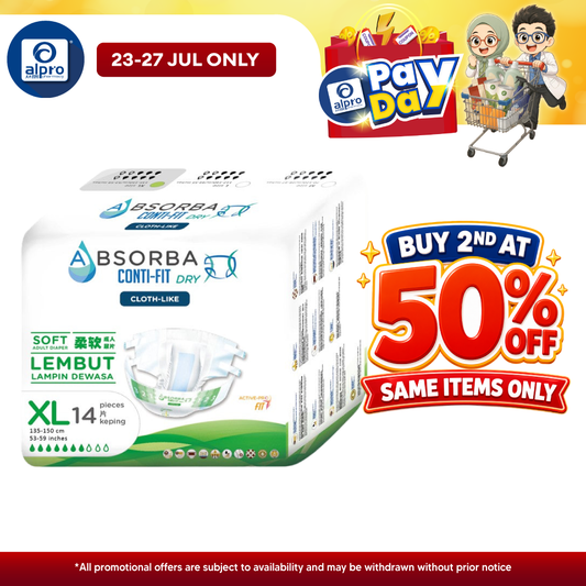 Absorba Conti-Fit Dry Adult Diapers (XL) 6x14s | Soft Diaper Absorba