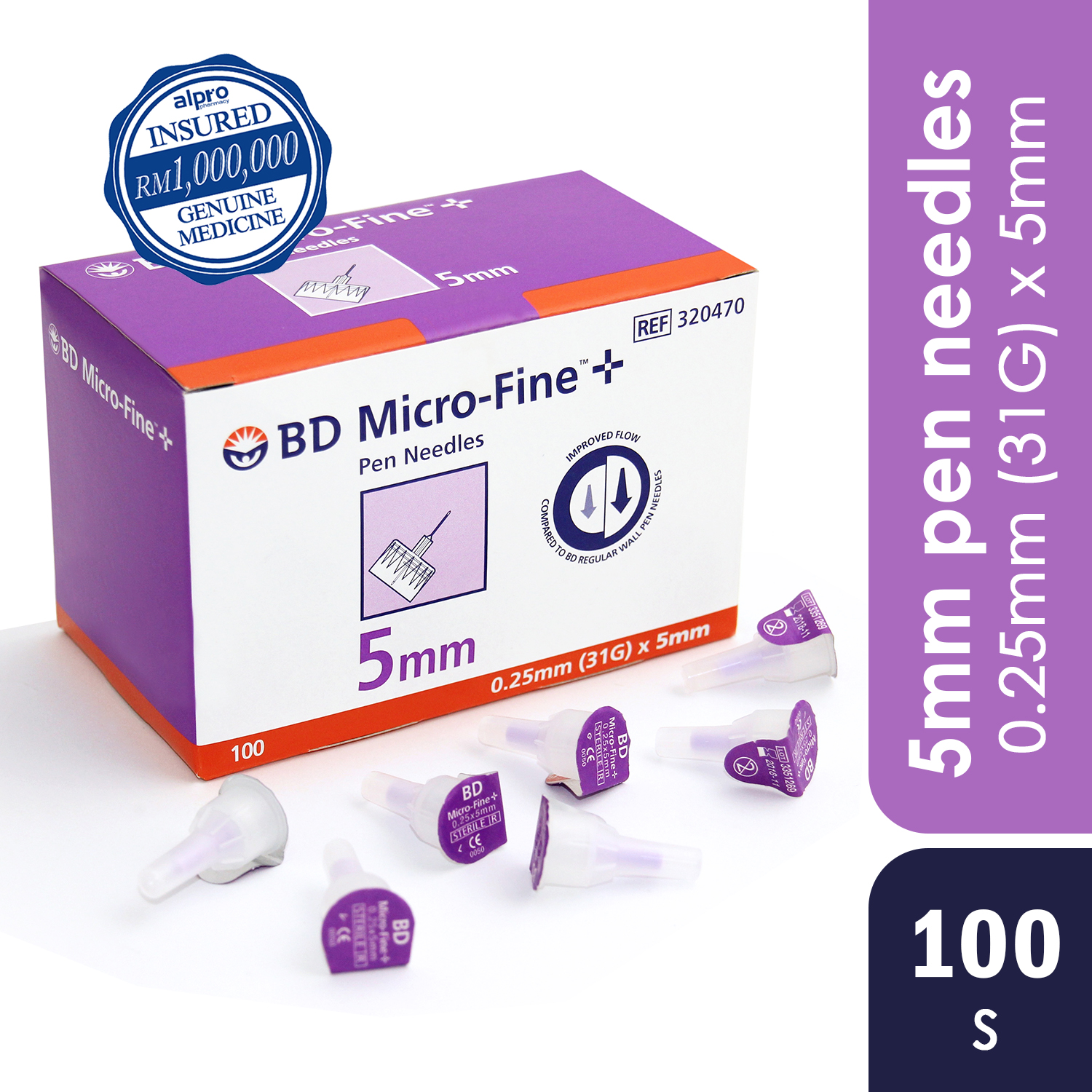 BD Micro-Fine Pen Needles 31G 0.25x5mm 100s - Alpro Pharmacy