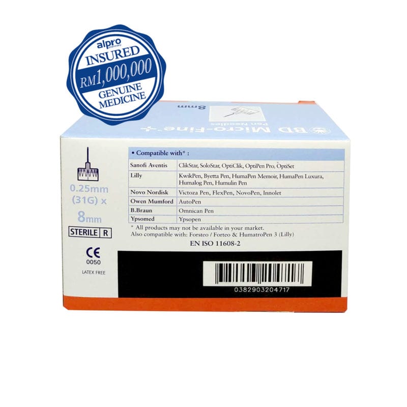 Bd Micro-fine Needle 0.25mm(31g)x8mm 100s - Alpro Pharmacy