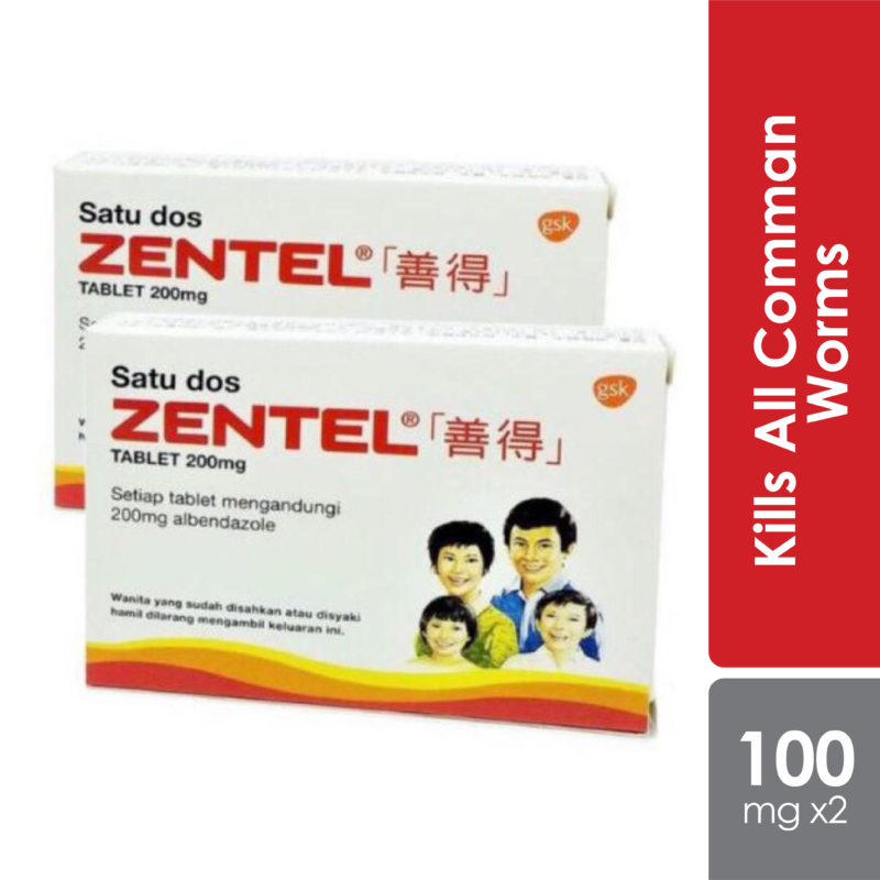 Alpro Pharmacy - Zentel 200mg 2x2s treat worm infections