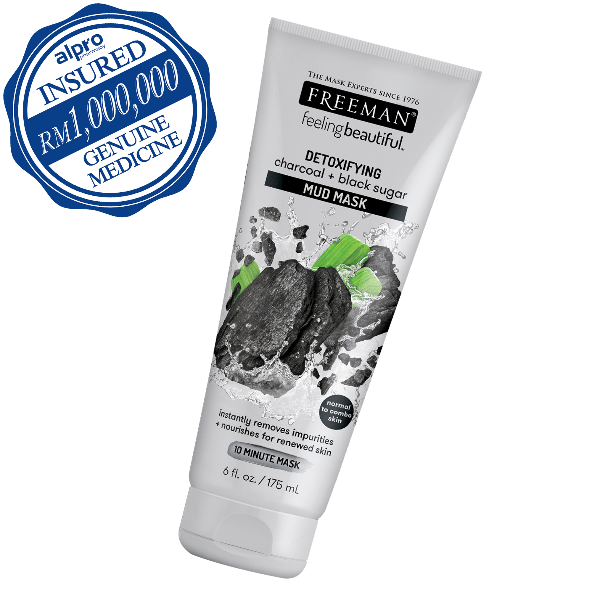 Freeman Feeling Beautiful Detoxifying Charcoal Black Sugar Mud Mask 175ml Alpro Pharmacy