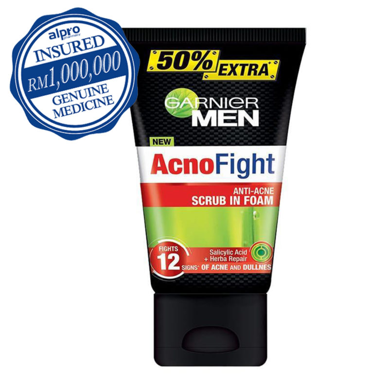 Garnier Men Acno Fight Anti-acne Scrub Foam (150ml) | Alpro Pharmacy